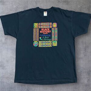 Fruit Of The Loom Vintage Y2K Black History Month Graphic Tee Black Men's 2XL